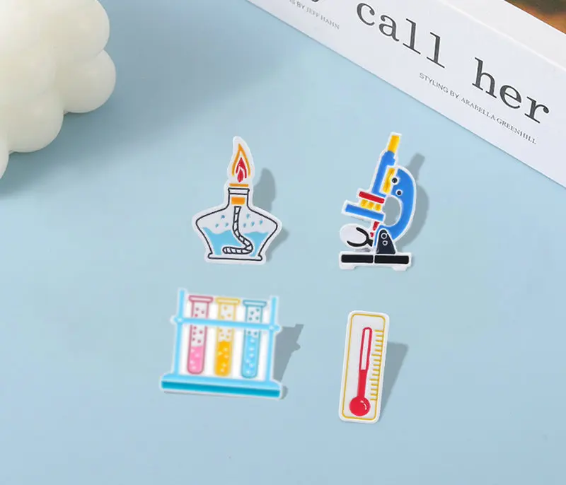 Pin Custom Microscope Brooches Bag Clothes Lapel Pin Chemistry Badge Erlenmeyer Flask Jewelry Gift Kids Magic Science Enamel