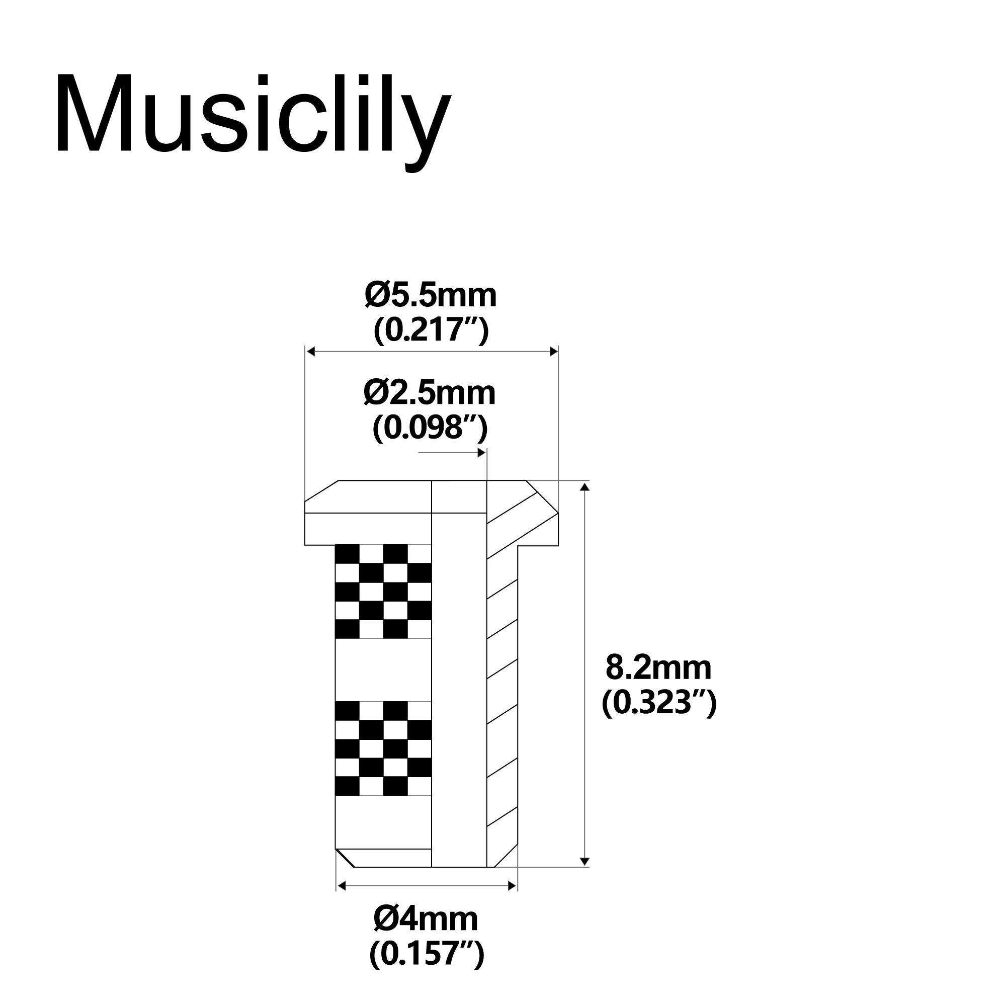 Musiclily Pro 4mm Steel Top Mounting String Ferrules for Electric Guitar, Nickel (Set of 6)