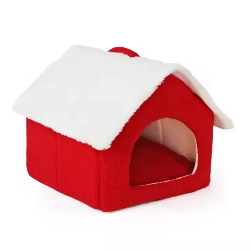 Wholesale removable cat bed house semi-enclosed pet dog cat New design pet bed christmas pet cat bed house