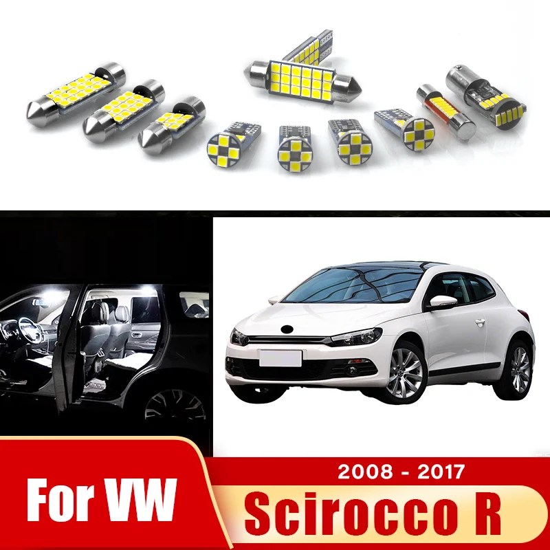 

9pcs Car LED Bulbs For Volkswagen VW Scirocco R 2008 - 2017 Interior Reading Lamp Foot Vanity Mirror Trunk Light Accessories ﻿