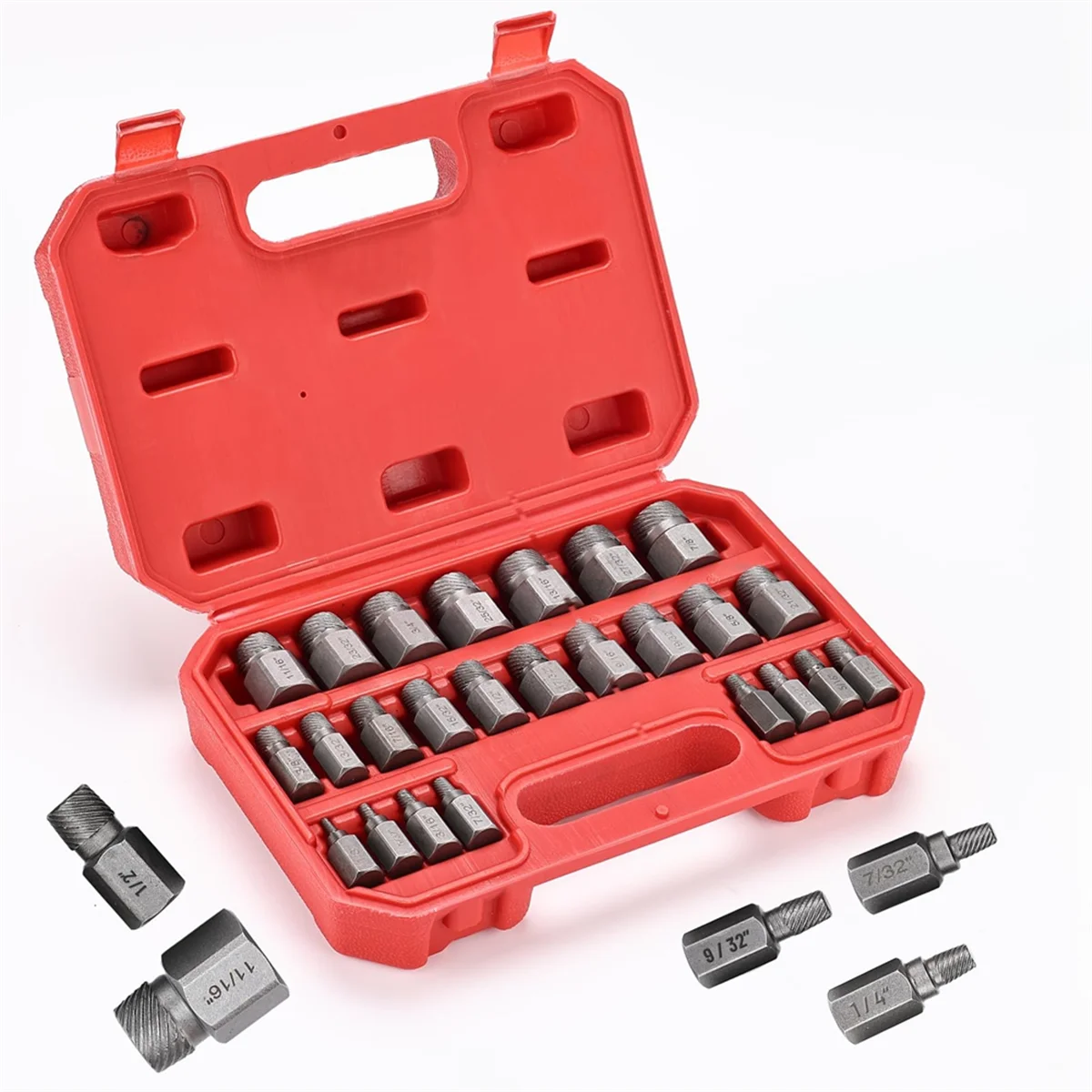 25Pcs Screw Extractor Set Hex Multi-Spline Easy Out Bolt Extractor Set, Heavy Duty Metric EZ Out Rounded Screw Remover