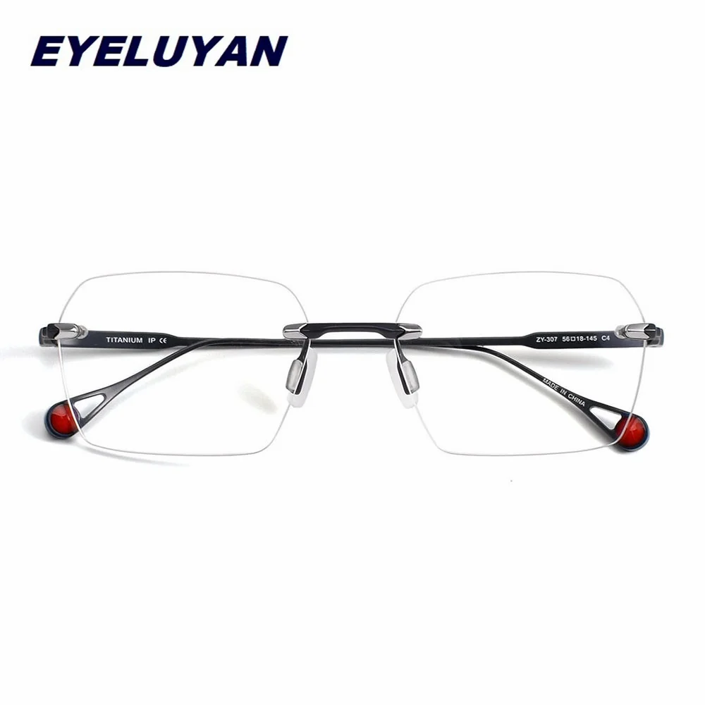 

Eyeluyan High-quality Titanium Optical Myopia Rimless Glasses Frame Men Square Prescription Eyeglass Frames Eyewear ZY-307