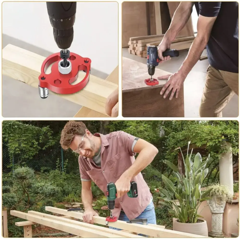 High Precision Woodworking Drill Guide Tool Aluminum Dowel Jig For Furniture Jointing Accurate Hole Locator Punching Set