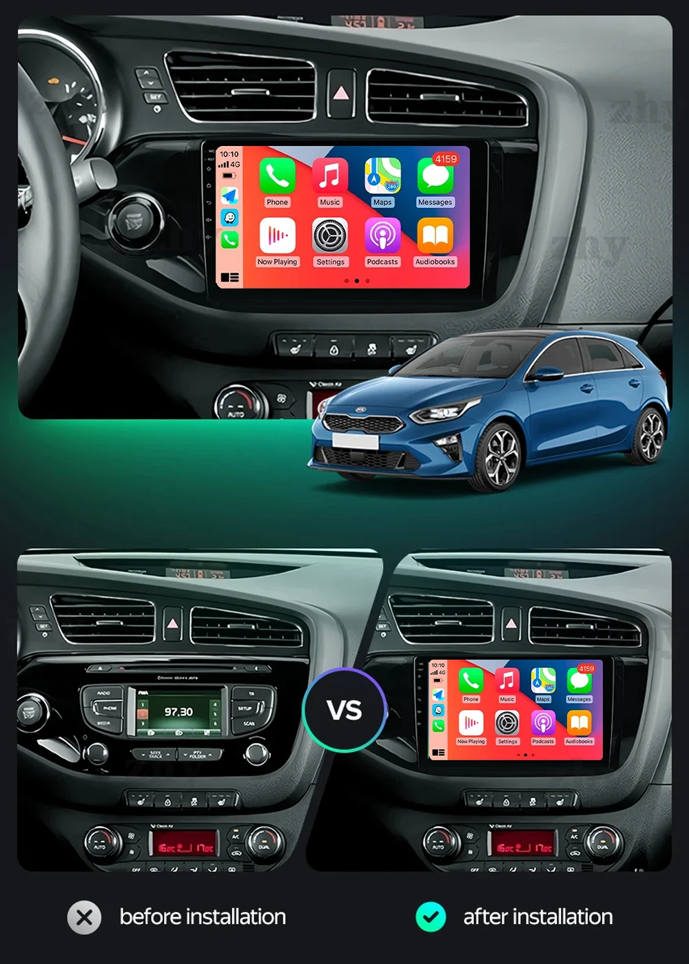 لكيا Ceed Cee'd 2 JD 2012 - 2018 أندرويد 15 اللاسلكية Carplay و راديو السيارة الوسائط المتعددة مشغل فيديو الملاحة ستيريو لتحديد المواقع DSP #2