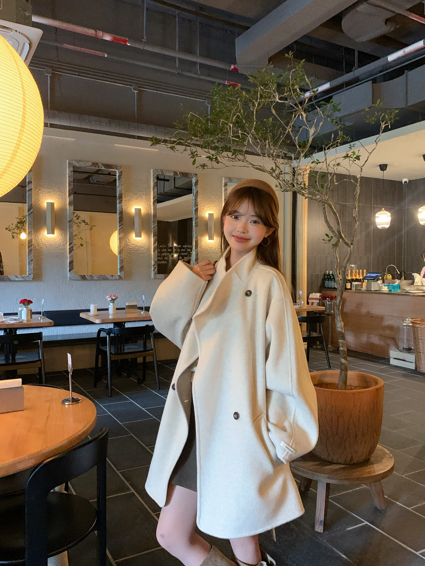 

Высококачественное двустороннее шерстяное пальто, женское осенне-зимнее корейское пальто маленького размера, универсальное утягивающее мягкое пальто средней длины