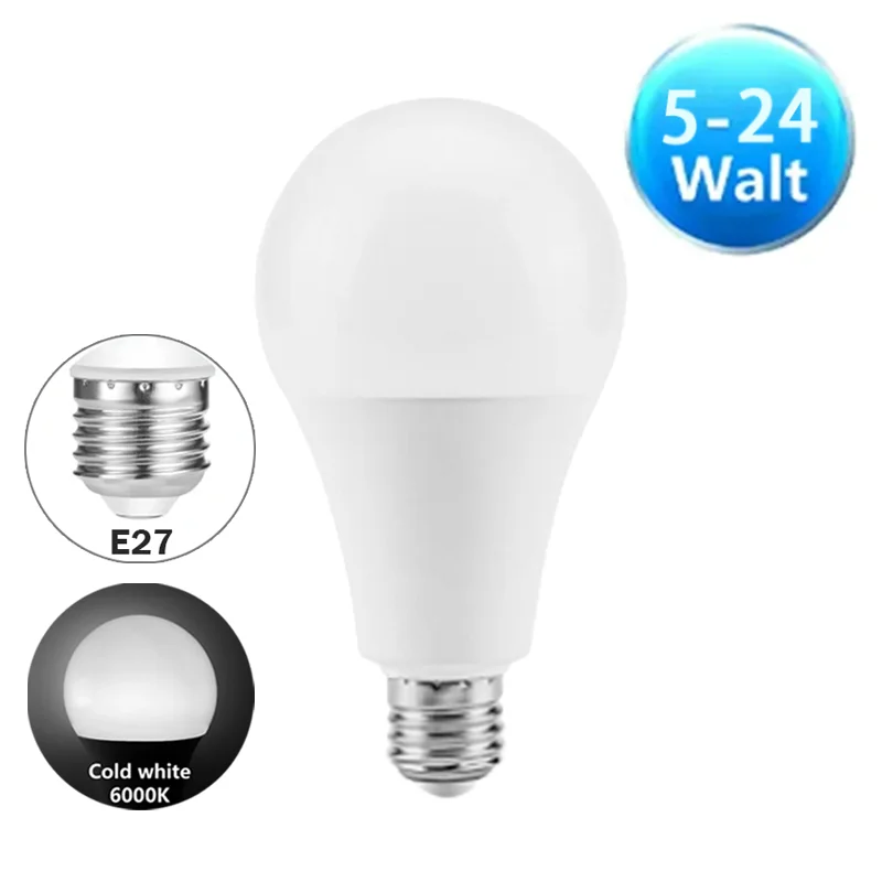 

LED Bulb Lamps E27 6500K Indoor Lighting Bulb Power 5/7/9/12/15/18/24W Cold White Super Bright Lampada Home Spotlight Luminair