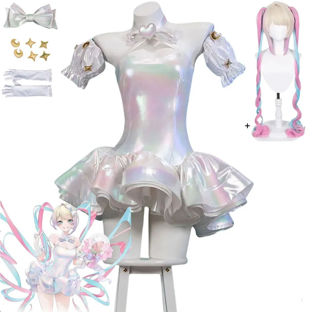 

Аниме Needy Girl Overdose Kangel Косплей Костюм Белое Платье Принцессы Парик Взрослых Женщин Милый Сексуальный Карнавальный Костюм Для Дня Рождения