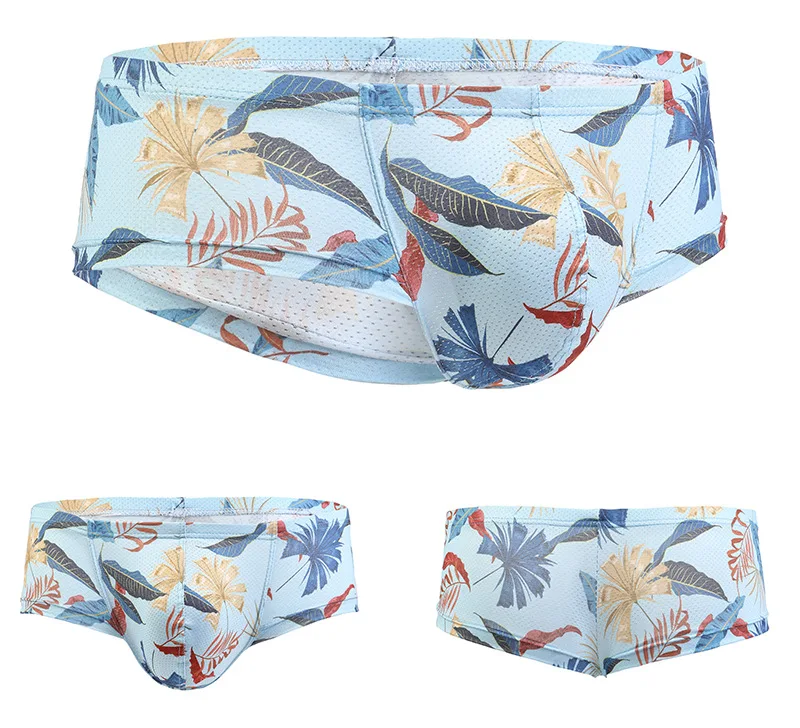 

Men Underwear Youth U Convex Pouch Boxer Shorts Ultra-thin Low Waisted Trunks Tangas Print Homme Breathable Boxershorts Homewear