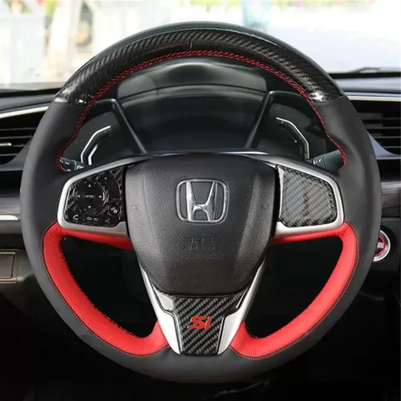 For Honda Civic 10 CR-V CRV 2017-2021 Clarity 2018-2021 DIY Hand Stitched sporty style Genuine Leather car Steering Wheel Cover