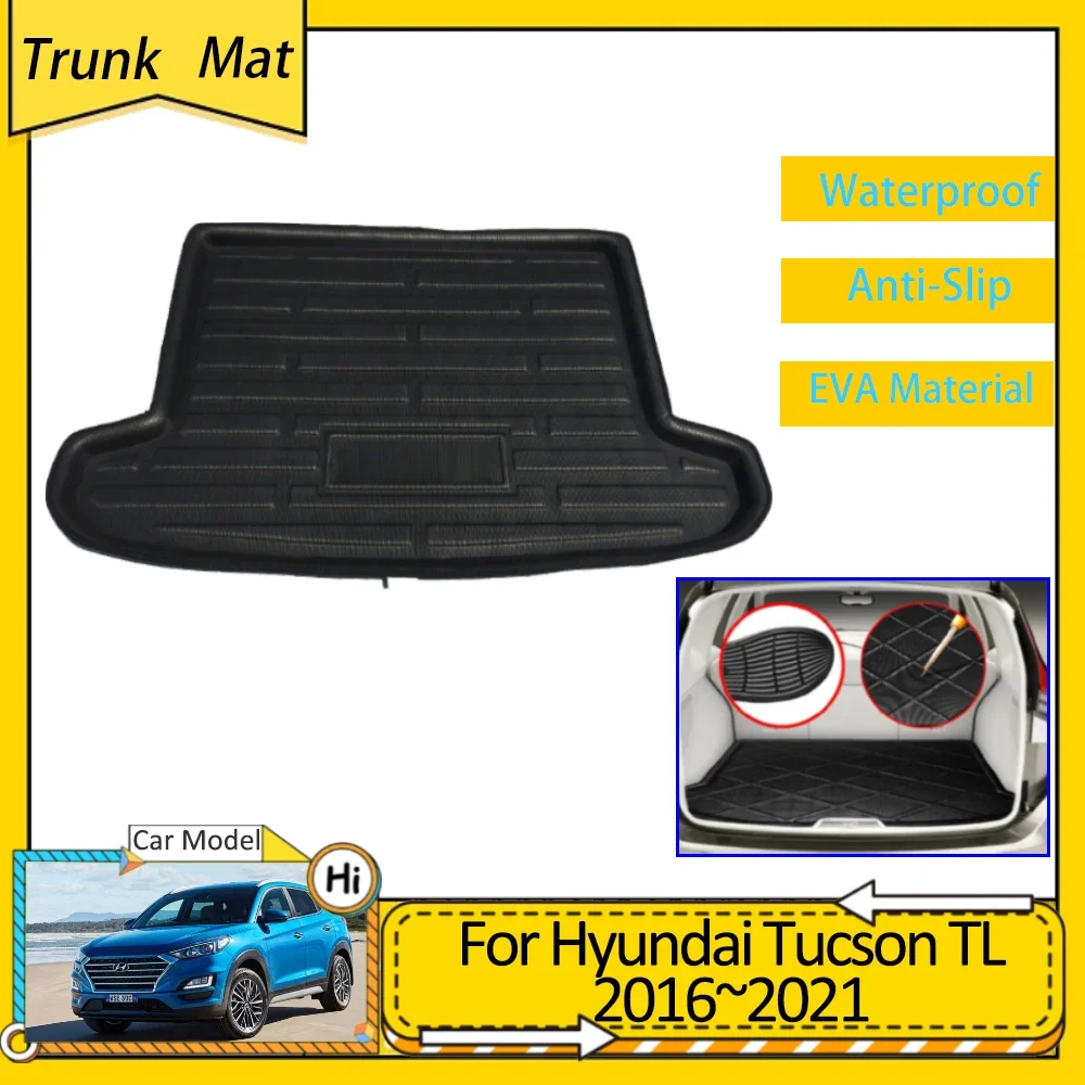 For Hyundai Tucson MK3 TL 2016 2017 2018 2019 2020 2021 Accsesories Car Rear Trunk Mats Boot Cargo Covers EVA Waterproof Carpet