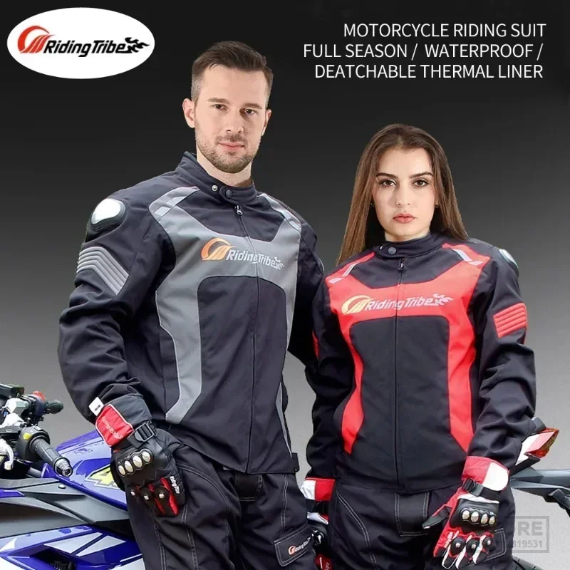 

Men Motorcycle Jacket Riding Coat Rider Body Protective Waterproof Clothing Winter Style with Removable Warm Liner JK-56