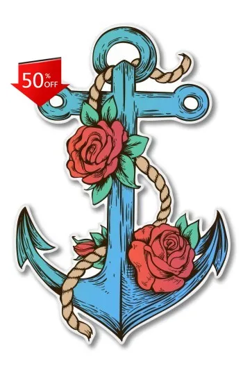 

Anchor Roses Watercolor Phone Retro Car Laptop Walls Window Gift Trendy Cute Aesthetic Unique