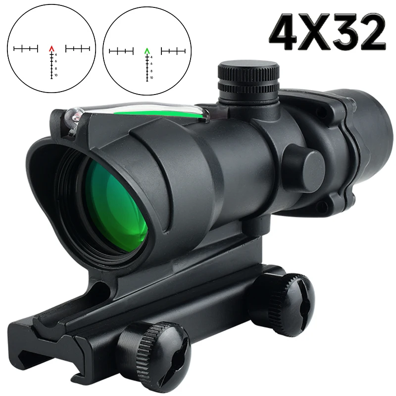 

4x32 Optics Red /Green Fiber Tactics Sight Reflex Outdoor High Definition Riflescope Hunting High Quality Airsoft Collimator