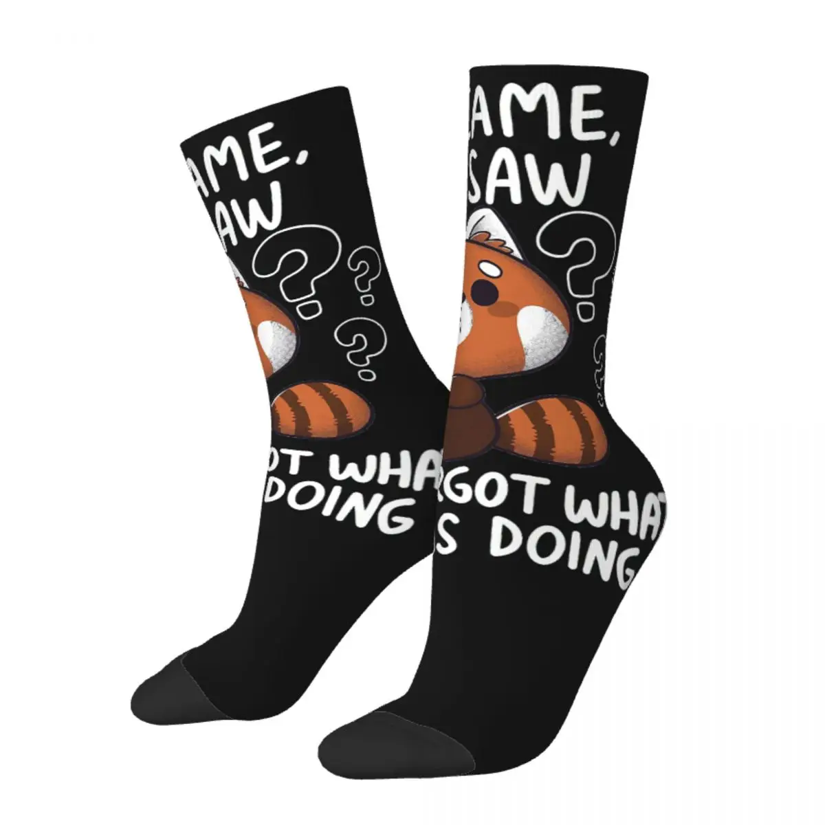 Funny Crazy Sock for Men Forgetful Hip Hop Harajuku Red Panda Ailurus Fulgens Happy Seamless Pattern Printed Boys Crew Sock Gift