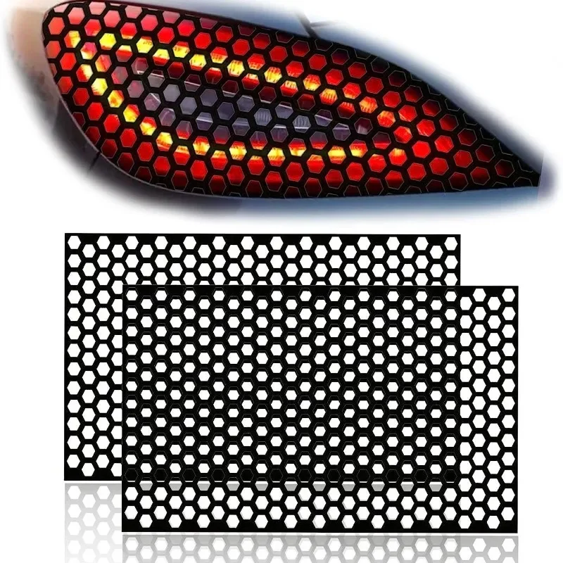 Car Rear Taillight Honeycomb Sticker, Fashionable Taillight, Black Fog Light, Smoke Film Decal, Ford Mustang