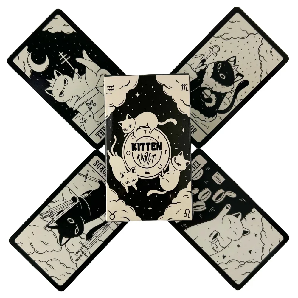 Cartes de tarot Cat Kitten, jeu de 78 cartes Oracle, version anglaise. Divination Edition Borad : Jeux de société pour les amoureux des chats – Cadeau idéal