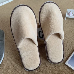 Visitors Hotel Men's Slippers Winter Plush Warm Home Slippers Women's Slippers Quiet and Comfortable Indoor Floor Slippers