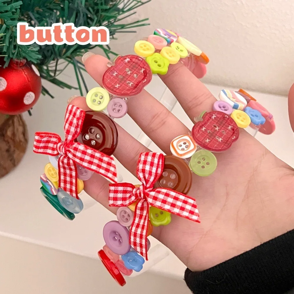 

Dopamine Coloured Button Headband Y2k Headwear Childishness Hairband Face Washing Korean Style Bow Hair Clip