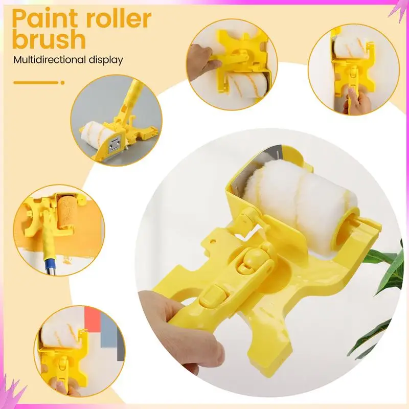 B50C 11Pcs Paint Roller Brush Set Multifunctional Hand-Held Clean-Cut Paint Edger Roller Brush Portable Home Improvement Tool