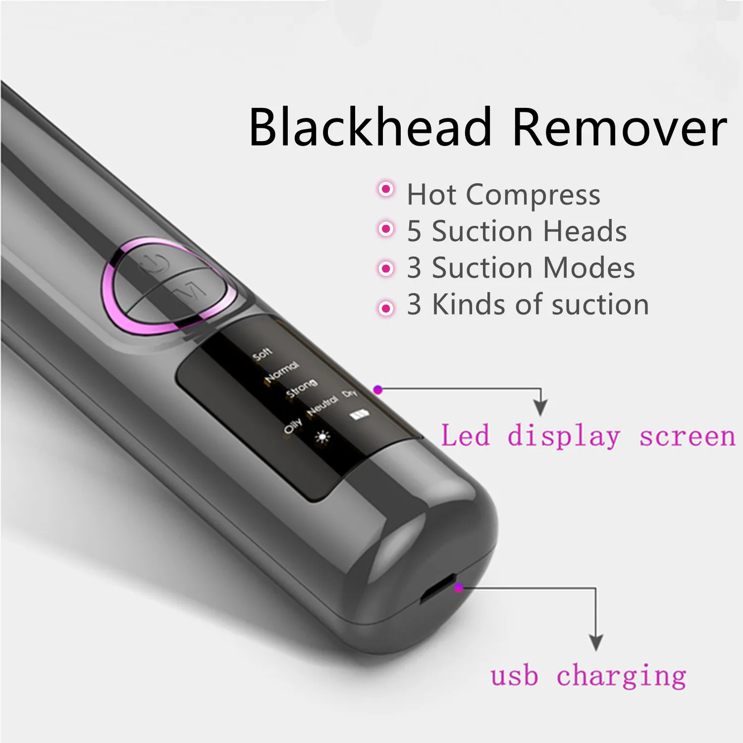 เครื่องทำความสะอาดรูขุมขนอัจฉริยะ ทำความสะอาดรูขุมขนอย่างอ่อนโยน ประคบร้อน กำจัดสิวเสี้ยน เครื่องทำความสะอาดผิวหน้าแบบฟองละเอียด กำจัดสิวอุดตัน ทำความสะอาดรูขุมขนอย่างล้ำลึก ผลิตภัณฑ์ดูแลผิวหน้า