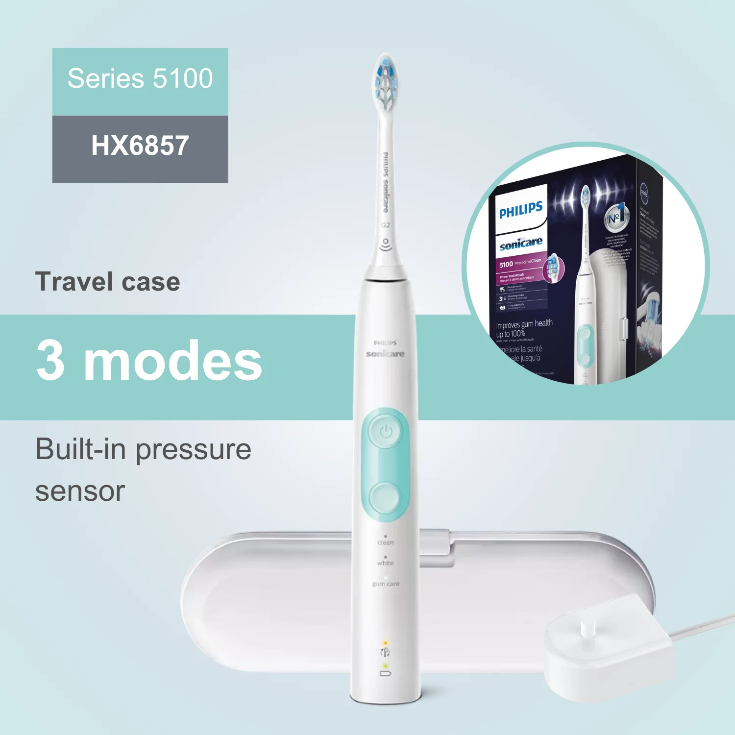 

Philips Electric Toothbrush Sonicare 3 Series HX6857, White