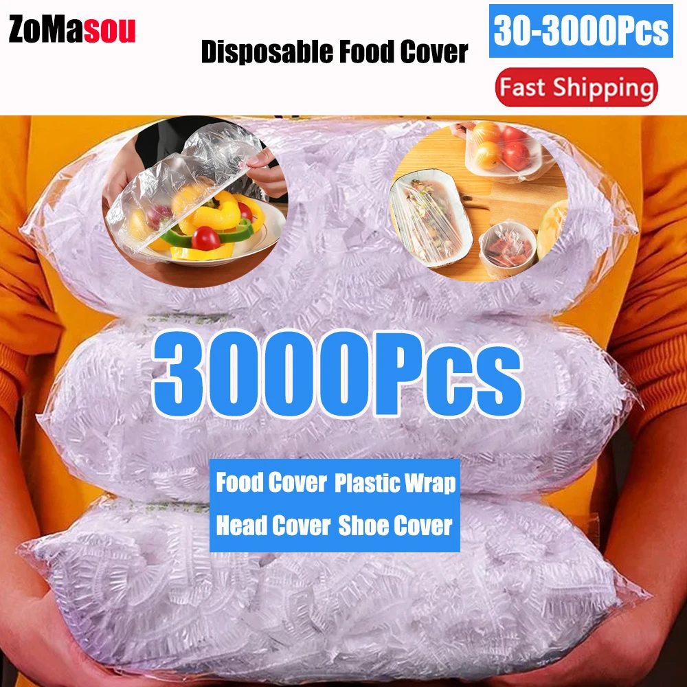 30-3000PCS Disposable Food Cover Kitchen Refrigerato Food Fruit Preservation Plastic Wrap Food Lids Bag Stretch Bowl Dish Caps