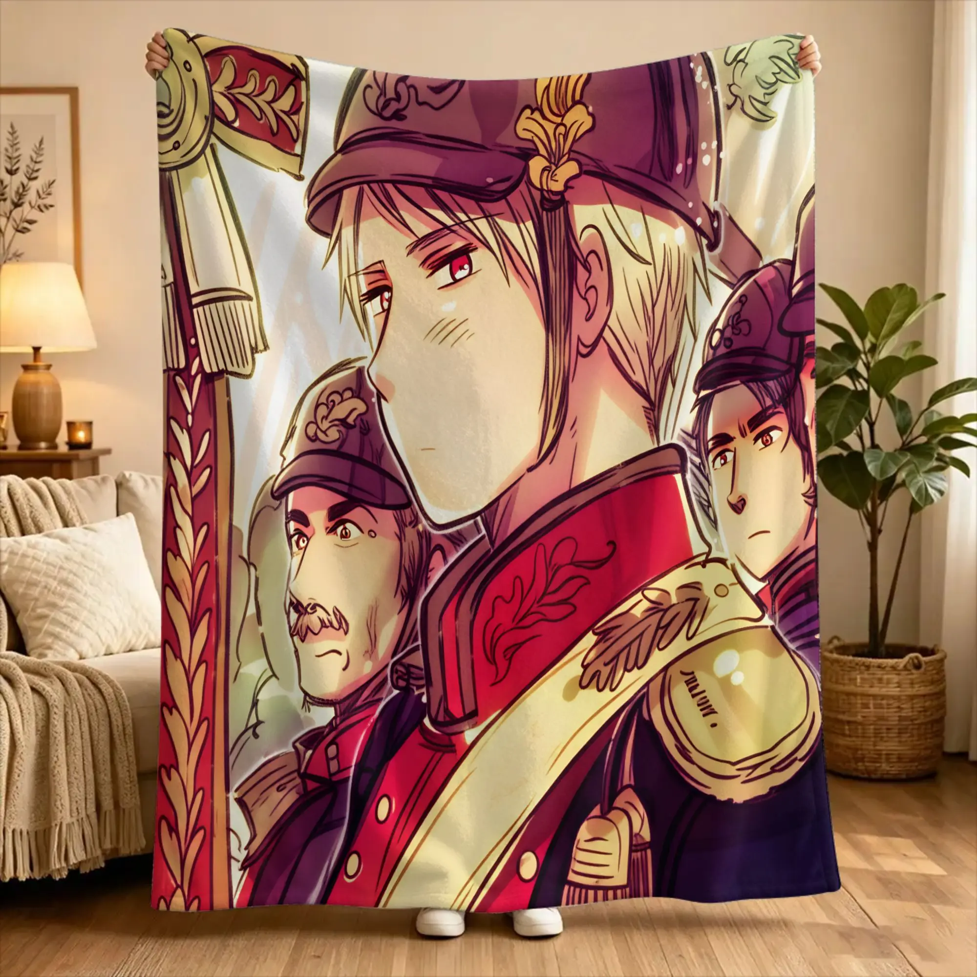Warm Soft Blanket Airplane Travel P-Prussia hetalia Throw Blanket  Flannel Bedspread For Couch Bed Aesthetic Sofa Bed Cover