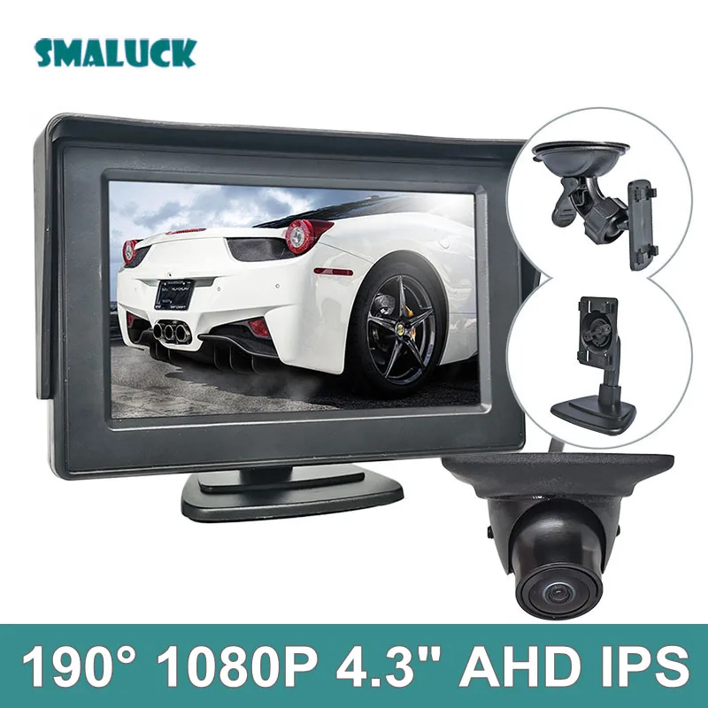 

SMALUCK 1024x600 4.3inch AHD IPS Rear View Backup Car Monitor 190 Degree 1080P Starlight AHD Side View Car Camera for SUV MPV RV