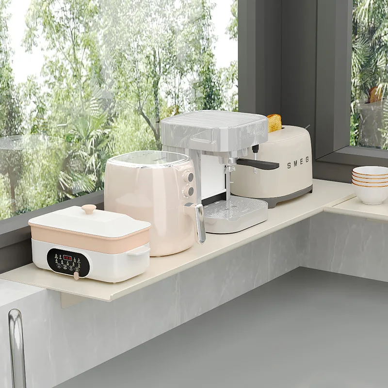 Magnetic No-drill Window Sill Extension Shelf, Space-saving Kitchen Countertop Board Rack for Counter, Cream Style Organizer.