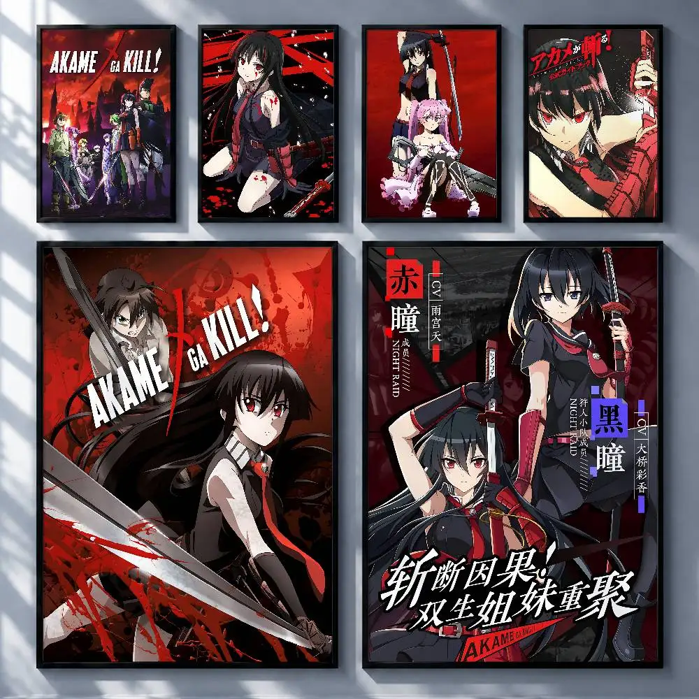 Bold Anime Akame ga Kill! Posters Premium Self-Adhesive No Residue Wall Sticker for Home Office Bar Decor