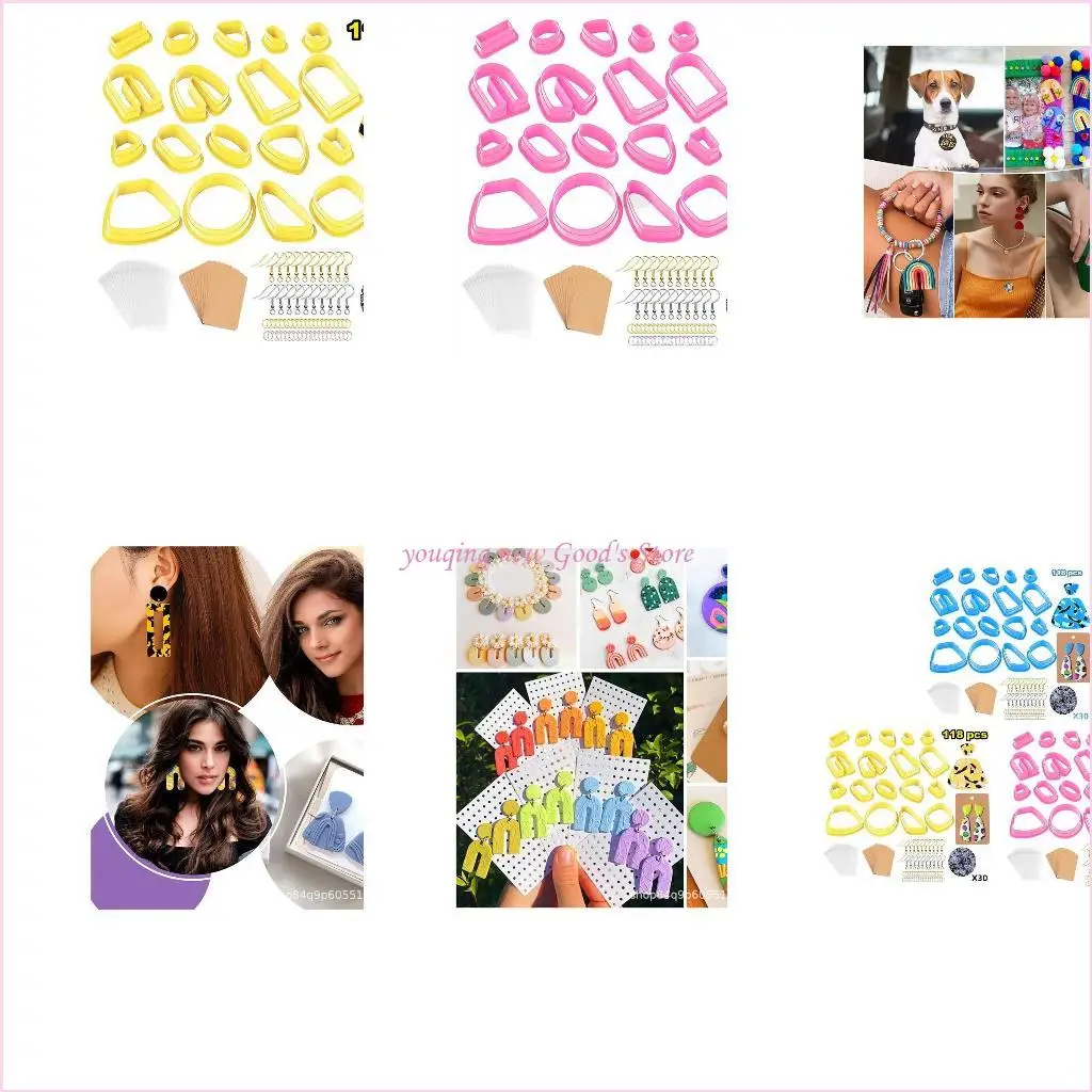 

57QA Plastic Cutters 18 Shapes Cutters 118 Pcs Earring Cutters with Earring Card