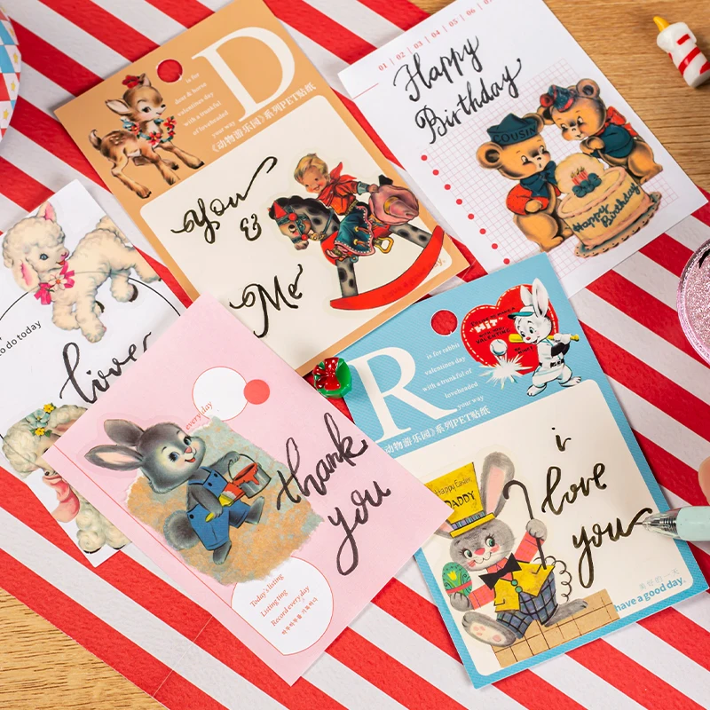 40Pcs Retro Animal Stickers Decoration DIY Scrapbooking Hand Account Collage Diary Album Kawaii Stationery Sticker