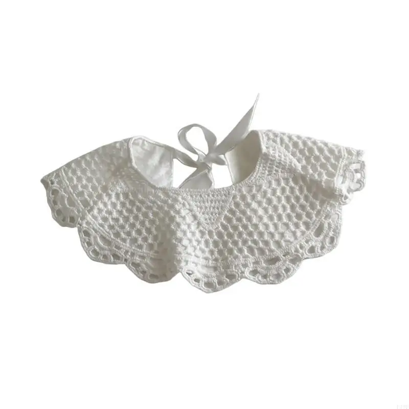 

F19F Toddlers Bib Hollowed Out False Collar Drooling Bib Girls Burp Cloth