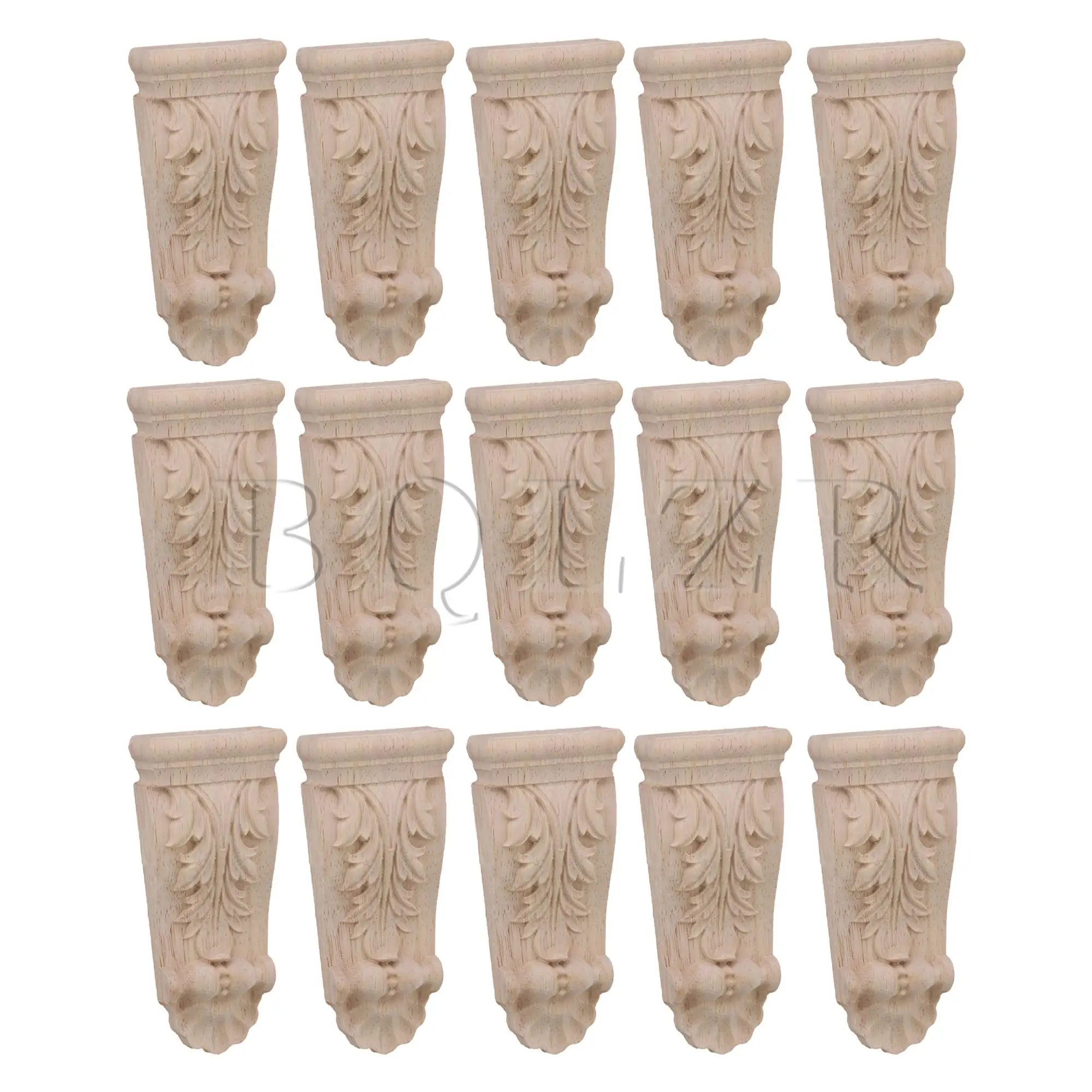 

BQLZR 15Pcs Unpainted Solid Wood Carved Corbels Columns 1.97"x0.67"x3.94" F45