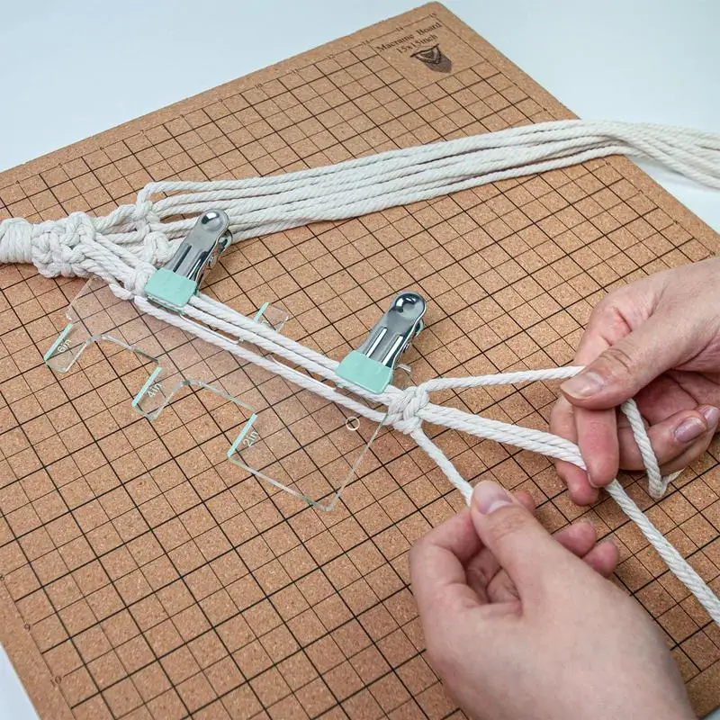 Macrame Gauge DIY Macrame Acrylic Ruler Plant Hanger Gauge Plant Hanger Crafting Weaving Knotting Measure Ruler with Metal Clips