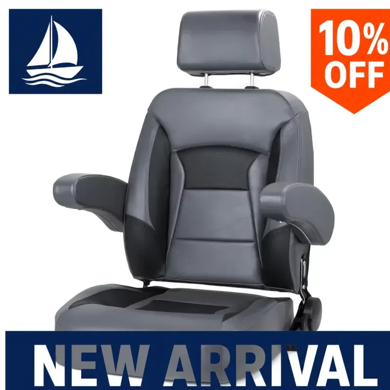 Marine Flip up Captain Boat Seat with Armrest Reclining Back Comtable Fishing Yacht Deck Chair Sport Use
