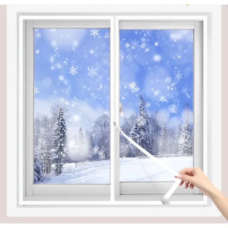

Winter windproof and warm transparent curtains, home daily use Velcro zipper style, cold proof sealing decorative film