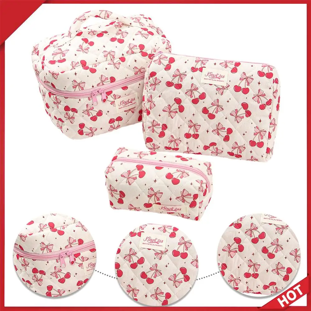 

3 шт. хлопковые стеганые косметички большой вместимости, органайзеры для туалетных принадлежностей, косметички для женщин и девушек