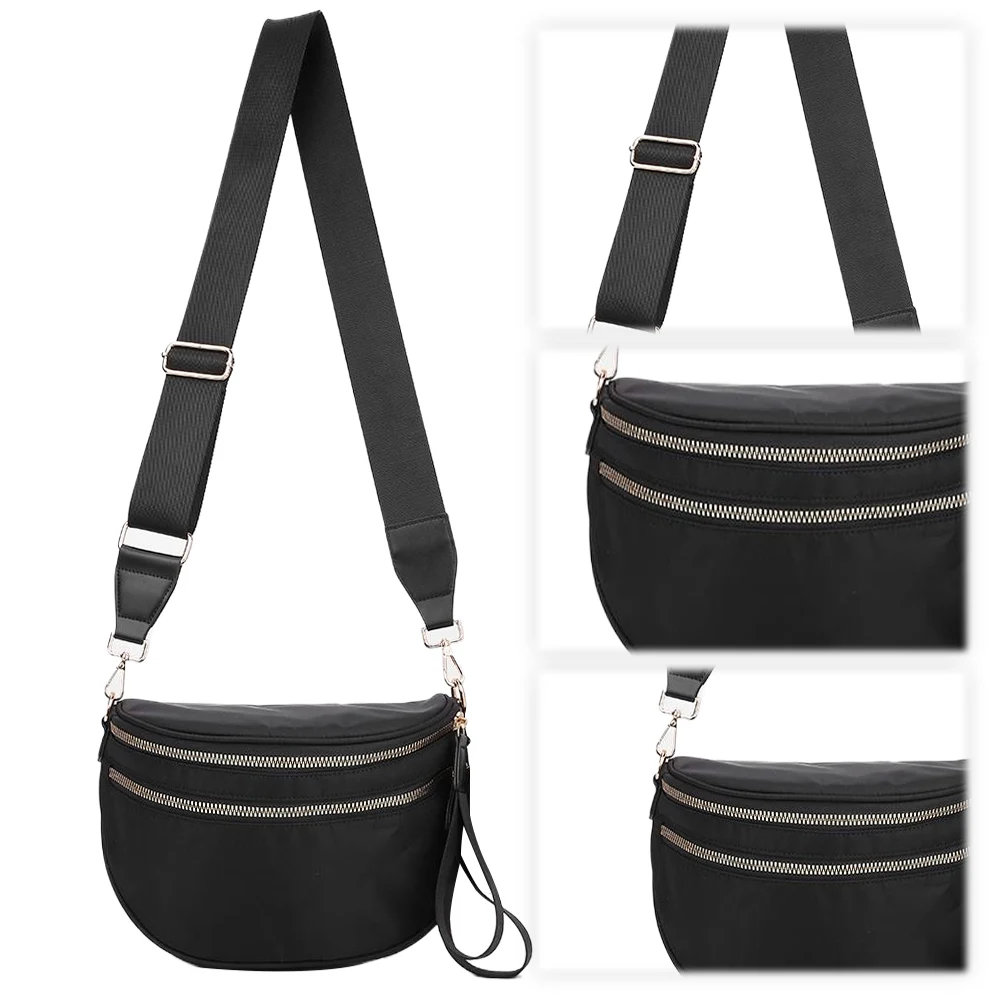 

Nylon Spacious Fanny Packs with Adjustable and Removable Strap Solid Sling Bag Wallets Purses for Women