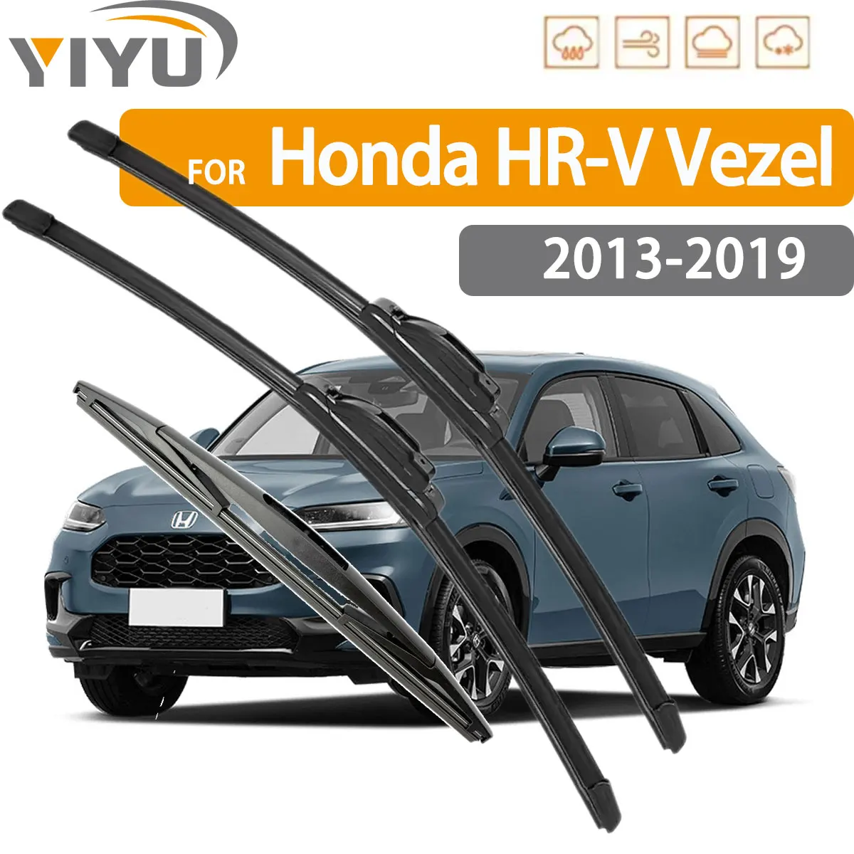 3PCS Auto-Wischer für Honda HR-V Vezel 2013-2019, vorne und hinten, Wischerblätter, Bürsten, Auto-Windschutzscheiben-Zubehör