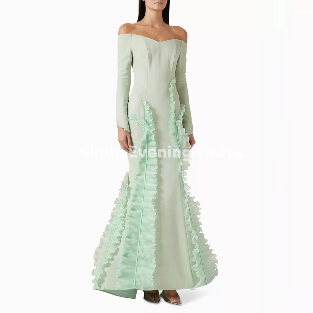 

Simin женские вечерние платья русалки с оборками по индивидуальному заказу, элегантные платья длиной до пола с открытыми плечами и длинными рукавами, 2025 г.