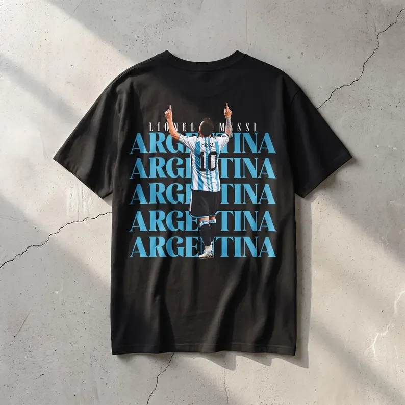 2026 Sommer Lionel Messi Argentinien T-Shirt Messi 10 Grafik-T-Shirt 100% Baumwolle Fan-Geschenke für Männer und Frauen Kurzarm Lockeres Shirt – Detail 6