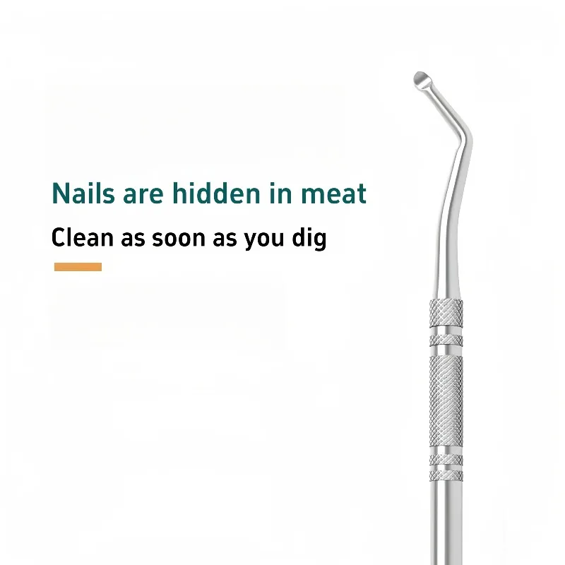 5pcs/1pcs Stainless Steel Silvery Double-Headed Toenail Remover - Ingrown Nail Trimmer, Unscented, Double-Headed Pedicure Tools