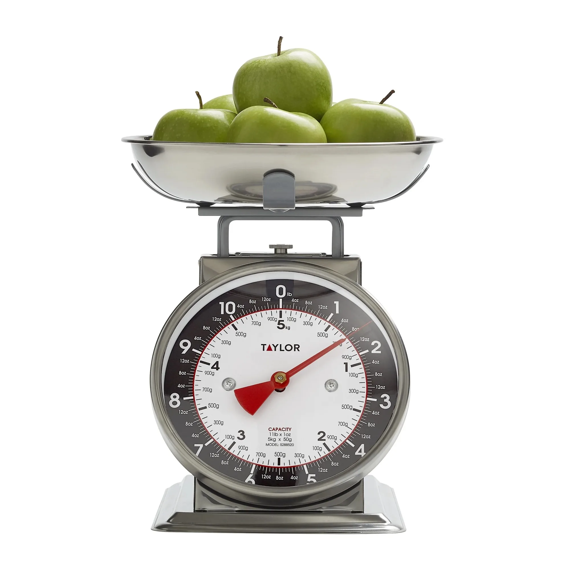 

Modern Mechanical Kitchen Food Scale Weighs up to 11 lbs, Black and Silver