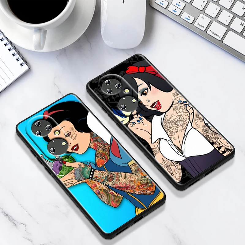 Punk princess Disney Cool For Huawei P50 P40 P30 P20 P10 Pro Lite P Smart Z 2021 2019 4G 5G Silicone Soft Black Phone Case