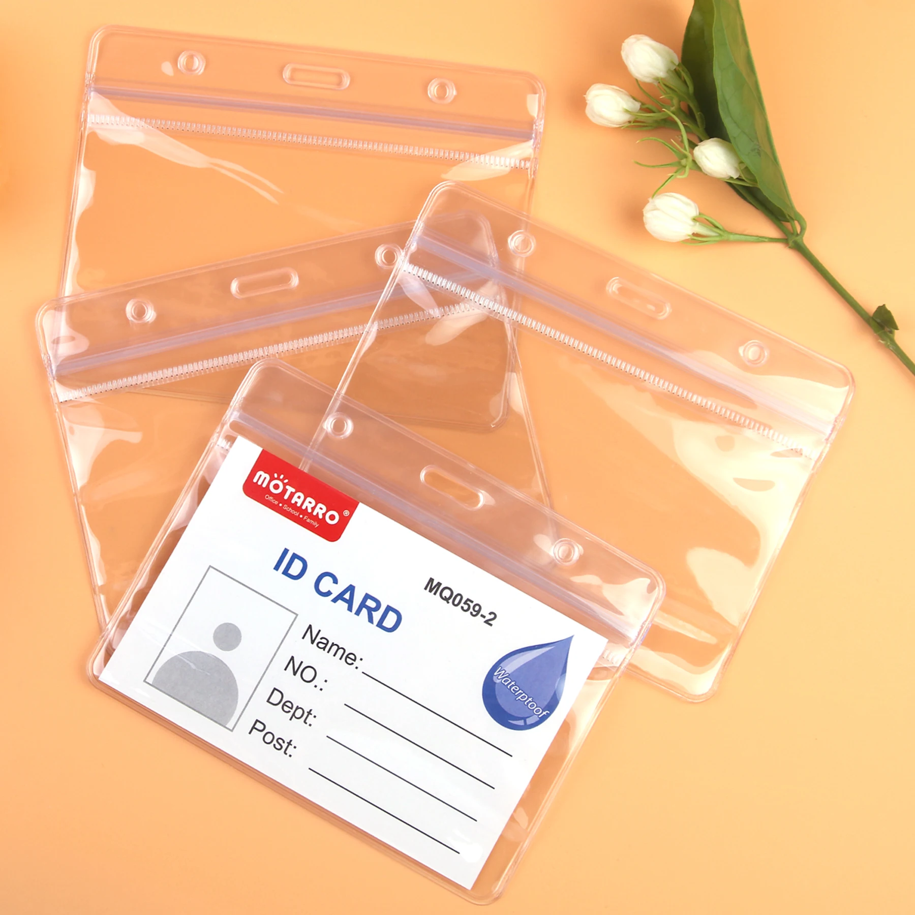 MOTARRO Transparent Waterproof ID Card Tag Staff Work Pass Card Holder Business Employee Name Badges Holder Case Cover Accessory