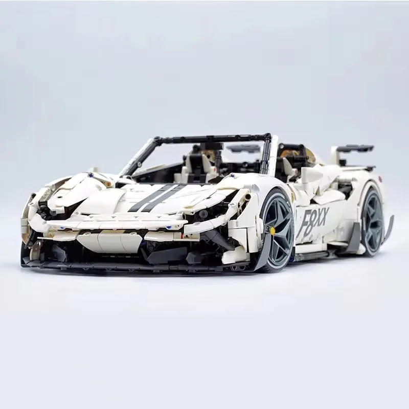 MOC-JD018 1:8 Technical White Racing Speed Sports Car F8 Building Blocks Bricks Educational Puzzle Toy Christmas Gifts For Kids