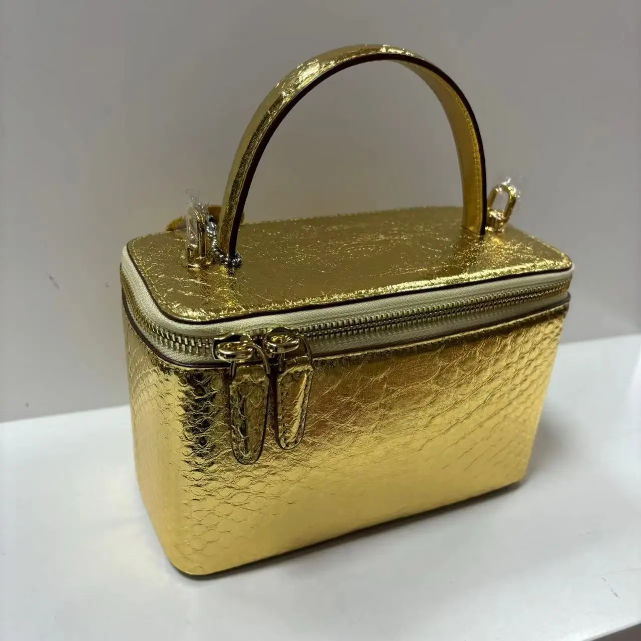 2024 New Designer Snake Leather Women\'s Handbag Luxury Makeup Bag Genuine Leather Small Square Bag Chain Shoulder Bag 45