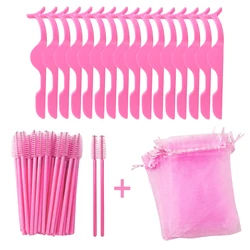 50/100Pcs 3 in 1 Lash Set Include Eyelash Tweezers And Mascara Wand And Mesh Bag