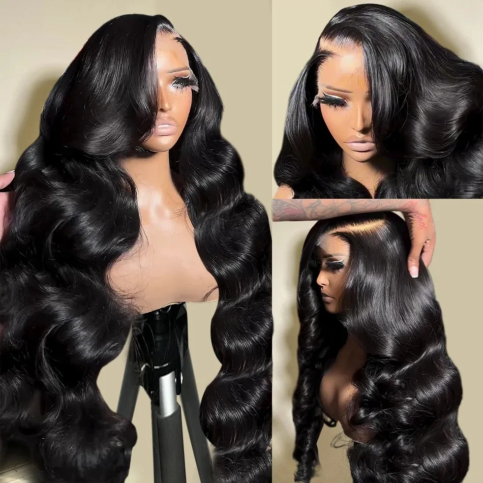 HD Transparent 13X6 Body Wave Lace Frontal Wigs 30 38 Inch 13X4 Lace Front Human Hair 13X6 Wig 150 180 Density For Black Women